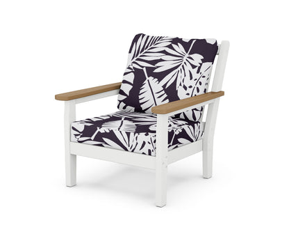 POLYWOOD® Chippendale Deep Seating Chair in White / Natural / Leaf Navy
