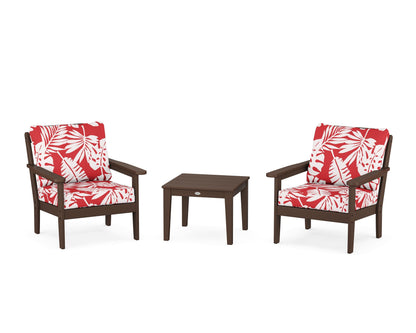 Country Living Cottage 3-Piece Deep Seating Set in Mahogany / Leaf Crimson