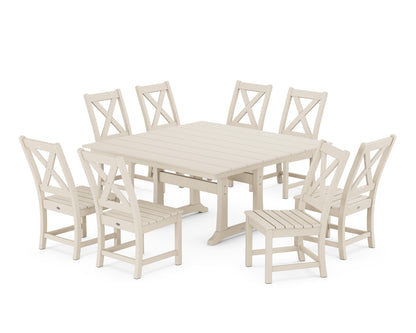 POLYWOOD® Braxton Side Chair 9-Piece Farmhouse Dining Set in Sand