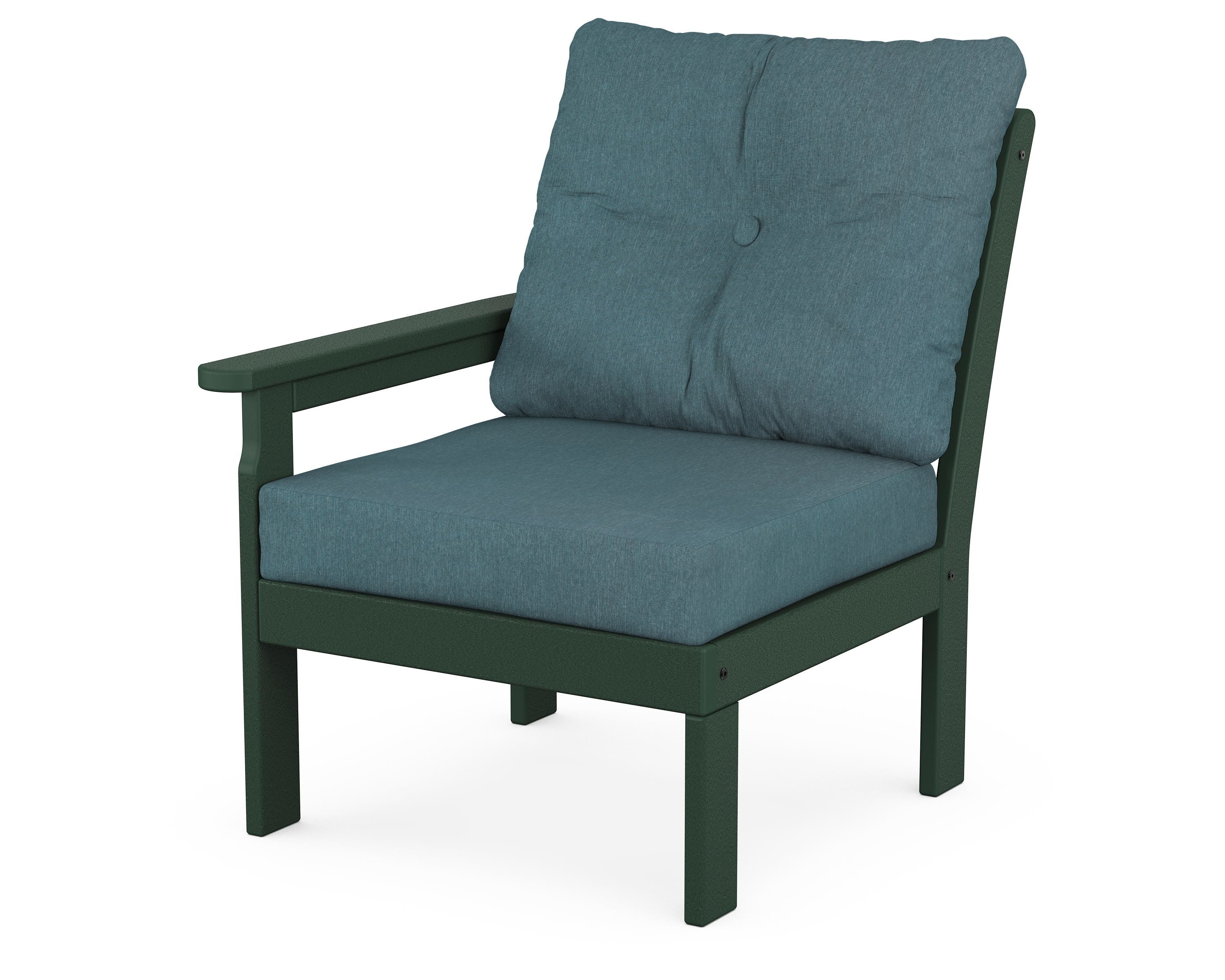 POLYWOOD® Vineyard Modular Left Arm Chair in Green / Ocean Teal
