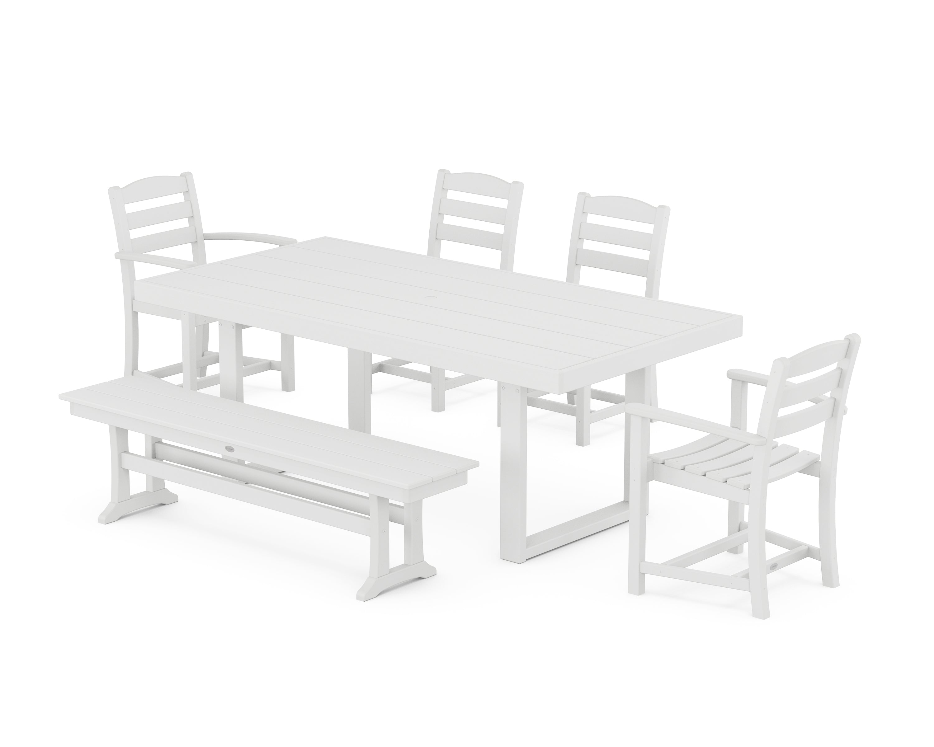 POLYWOOD® La Casa Café 6-Piece Dining Set with Bench in White