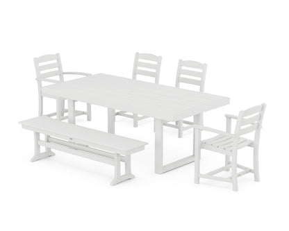 POLYWOOD® La Casa Café 6-Piece Dining Set with Bench in White