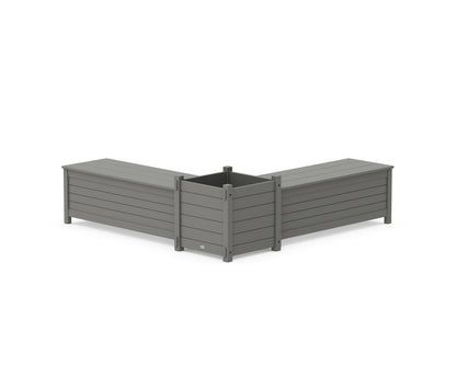 POLYWOOD® 48" Nautical L- Shaped Planter Storage Bench Set- Large in Slate Grey