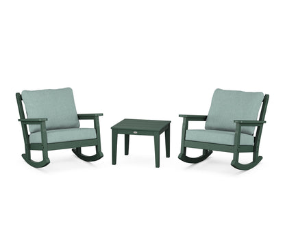 POLYWOOD® Chippendale 3-Piece Deep Seating Rocker Set in Green / Glacier Spa