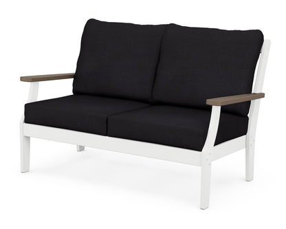 POLYWOOD® Braxton Deep Seating Loveseat in White / Kona / Midnight Linen