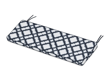 Martha Stewart by POLYWOOD® Chinoiserie Bench Seat Cushion in Trellis Marine Indigo