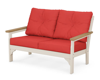 POLYWOOD® Vineyard Deep Seating Loveseat in Sand / Natural / Crimson Linen
