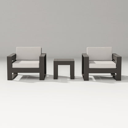 PW Designer Series Latitude 3-Piece Lounge Chair Set in Vintage Coffee / Cast Ash