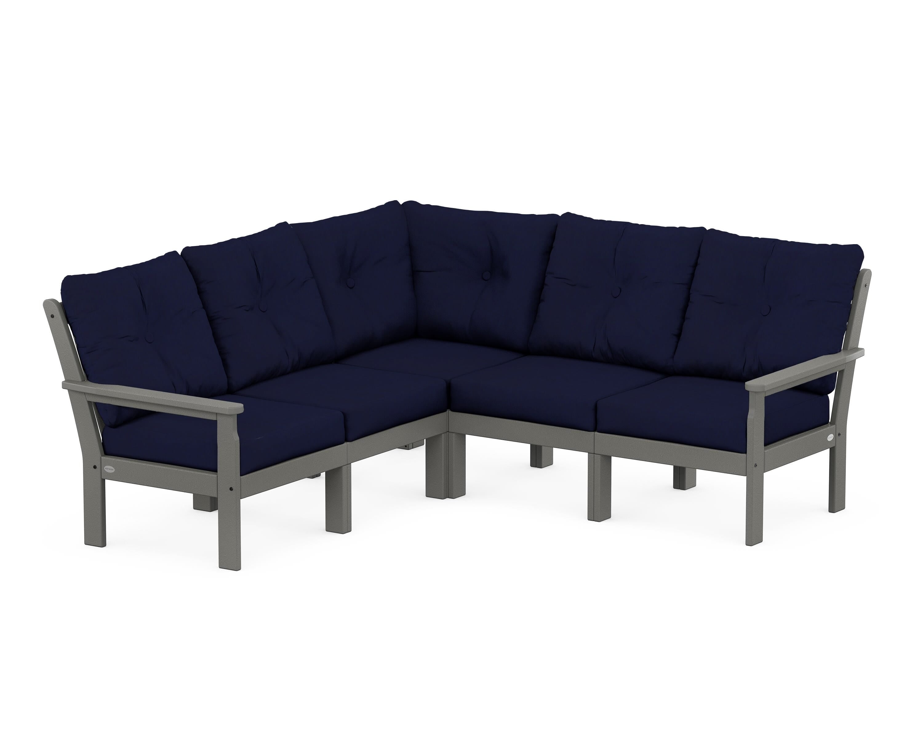 POLYWOOD® Vineyard 5-Piece Sectional in Slate Grey / Navy