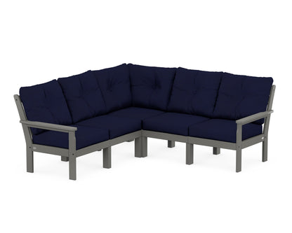 POLYWOOD® Vineyard 5-Piece Sectional in Slate Grey / Navy