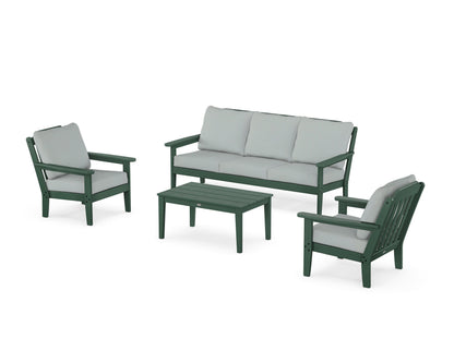 Country Living Cottage 4-Piece Deep Seating Set with Sofa in Green / Spa