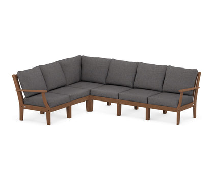 POLYWOOD® Braxton Modular 6-Piece Deep Seating Set in Teak / Ash Charcoal