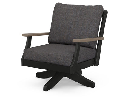 POLYWOOD® Braxton Deep Seating Swivel Chair in Black / Kona / Ash Charcoal