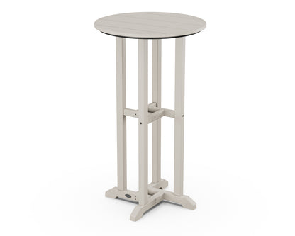 POLYWOOD® 24" Round Farmhouse Bar Bistro Table in Sand
