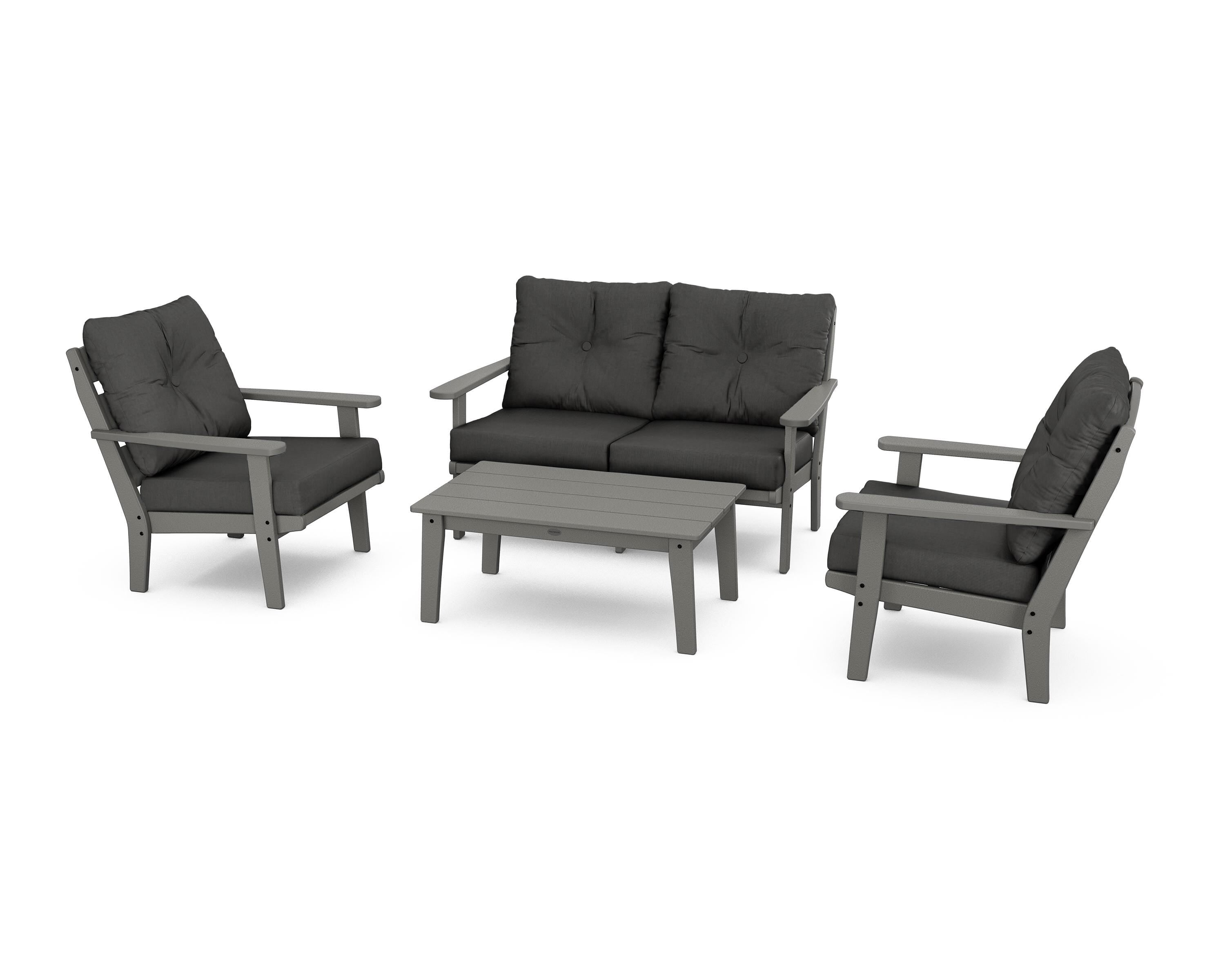 POLYWOOD® Lakeside 4-Piece Deep Seating Set in Slate Grey / Spectrum Carbon