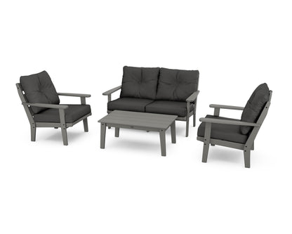 POLYWOOD® Lakeside 4-Piece Deep Seating Set in Slate Grey / Spectrum Carbon