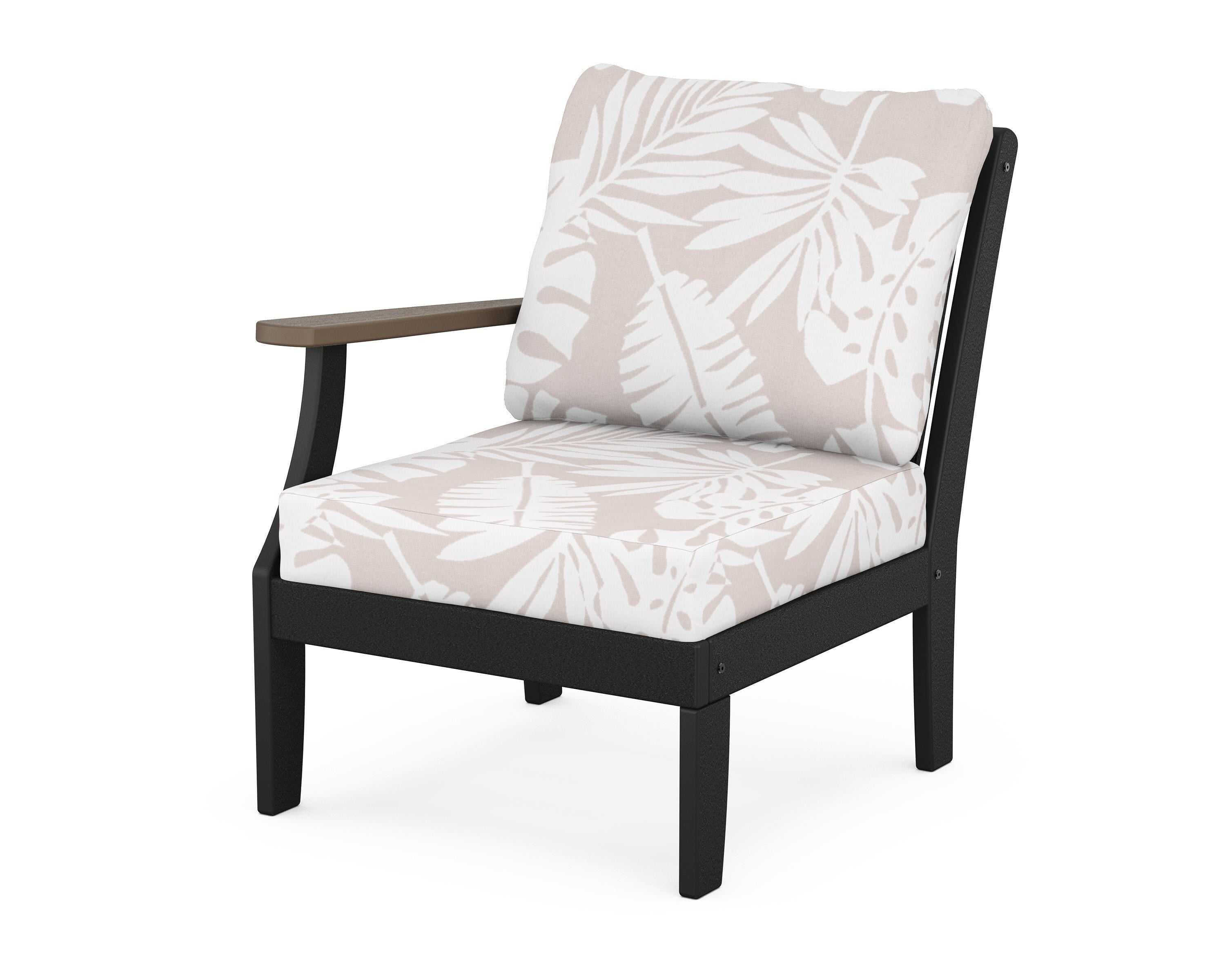 POLYWOOD® Braxton Modular Left Arm Chair in Black / Kona / Leaf Dune Burlap