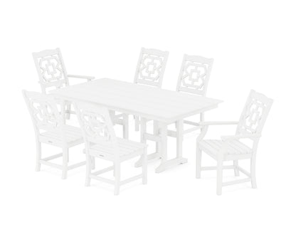 Martha Stewart by POLYWOOD® Chinoiserie 7-Piece Farmhouse Dining Set in White