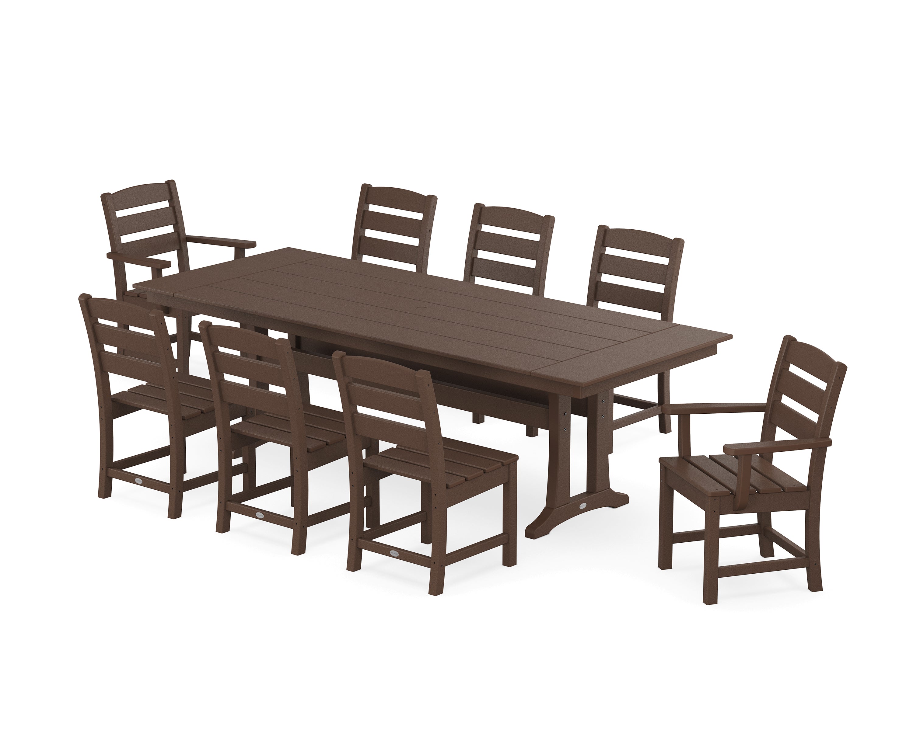 Lakeside 9-Piece Farmhouse Dining Set with Trestle Legs | POLYWOOD