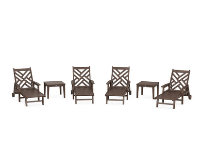 POLYWOOD® Chippendale 6-Piece Chaise Set with Arms and Wheels in Mahogany