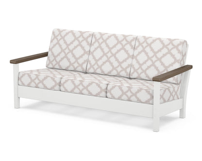POLYWOOD® Harbour Deep Seating Sofa in White / Kona / Trellis Dune Burlap