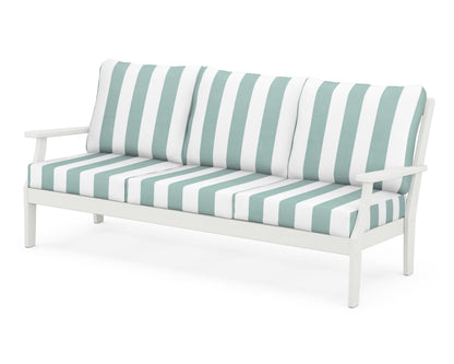 POLYWOOD® Braxton Deep Seating Sofa in Vintage White / Cabana Stripe Glacier Spa
