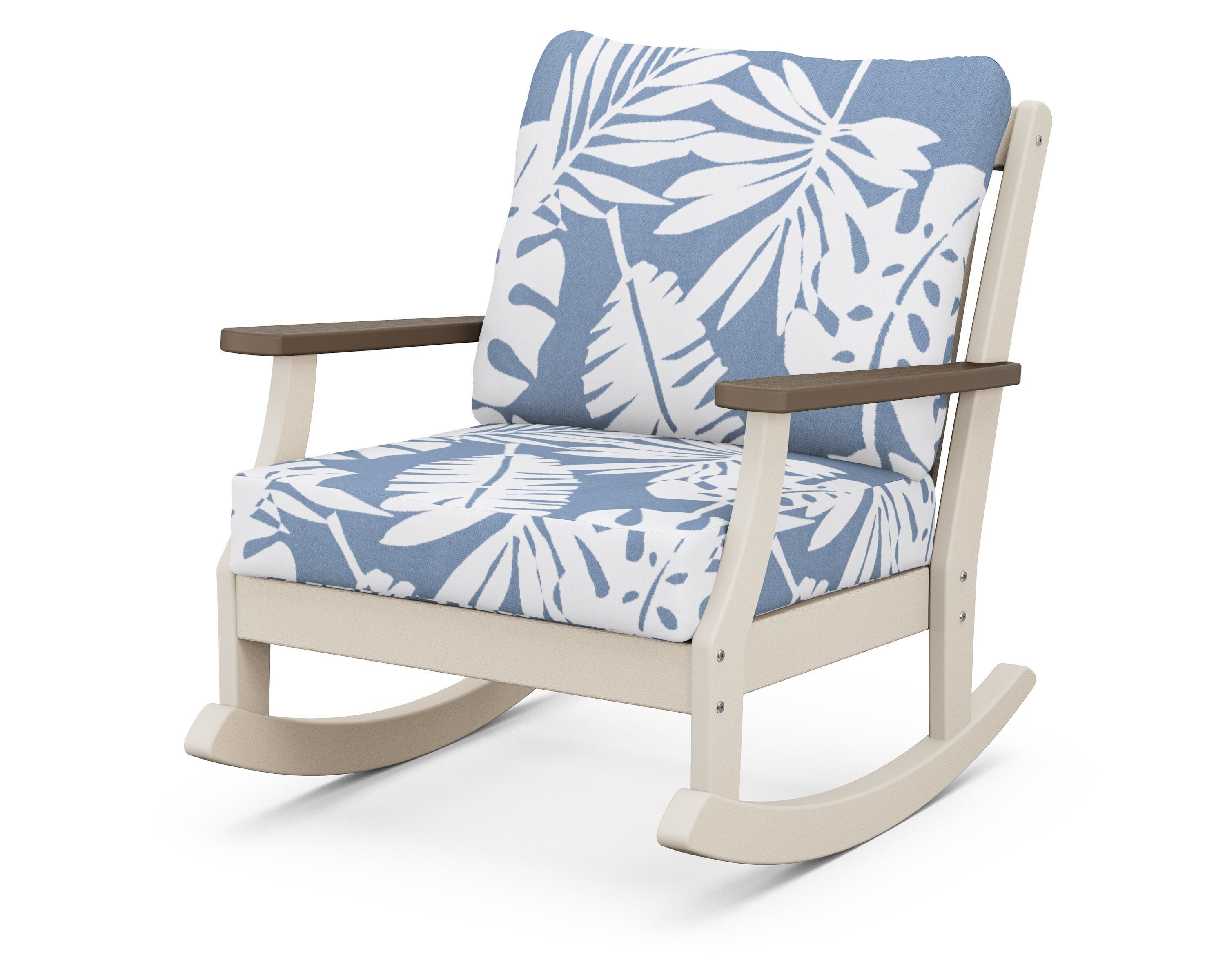 POLYWOOD® Braxton Deep Seating Rocking Chair in Sand / Kona / Leaf Sky Blue