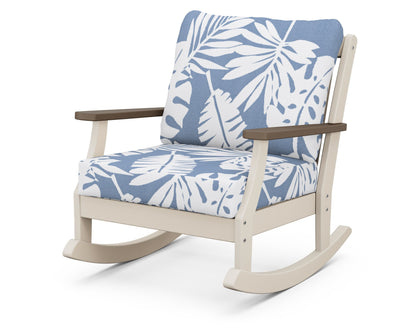 POLYWOOD® Braxton Deep Seating Rocking Chair in Sand / Kona / Leaf Sky Blue