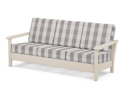 POLYWOOD® Harbour Deep Seating Sofa in Sand / Buffalo Plaid Grey Mist