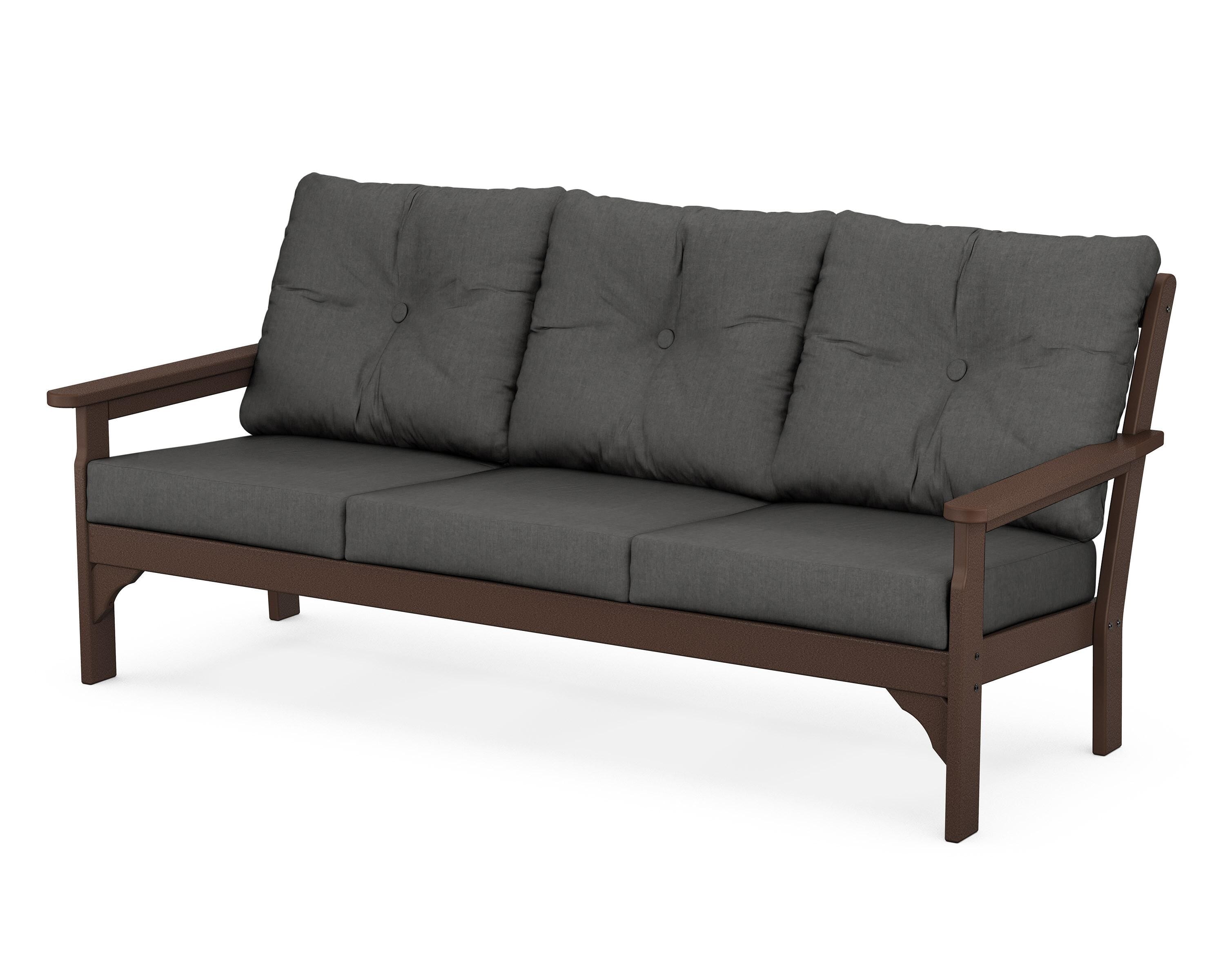 POLYWOOD® Vineyard Deep Seating Sofa in Mahogany / Spectrum Carbon