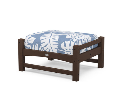 POLYWOOD® Club Ottoman in Mahogany / Leaf Sky Blue