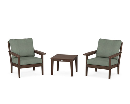 Country Living Cottage 3-Piece Deep Seating Set in Mahogany / Cast Sage