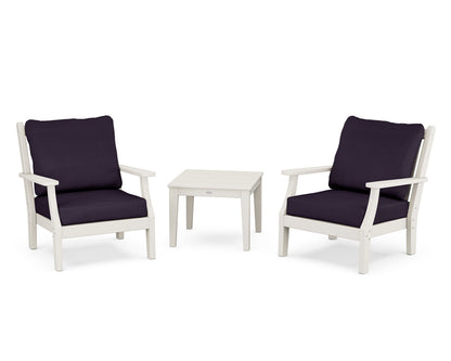 Country Living Wovendale 3-Piece Deep Seating Set in Sand / Navy Linen
