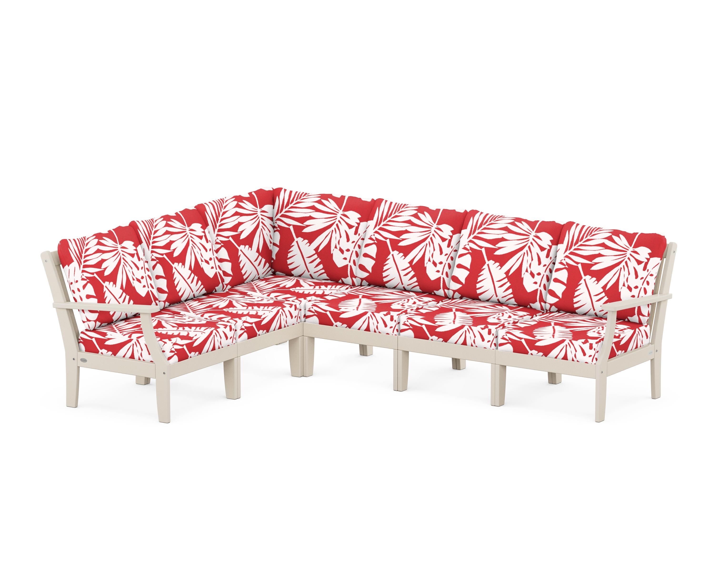 POLYWOOD® Braxton Modular 6-Piece Deep Seating Set in Sand / Leaf Crimson