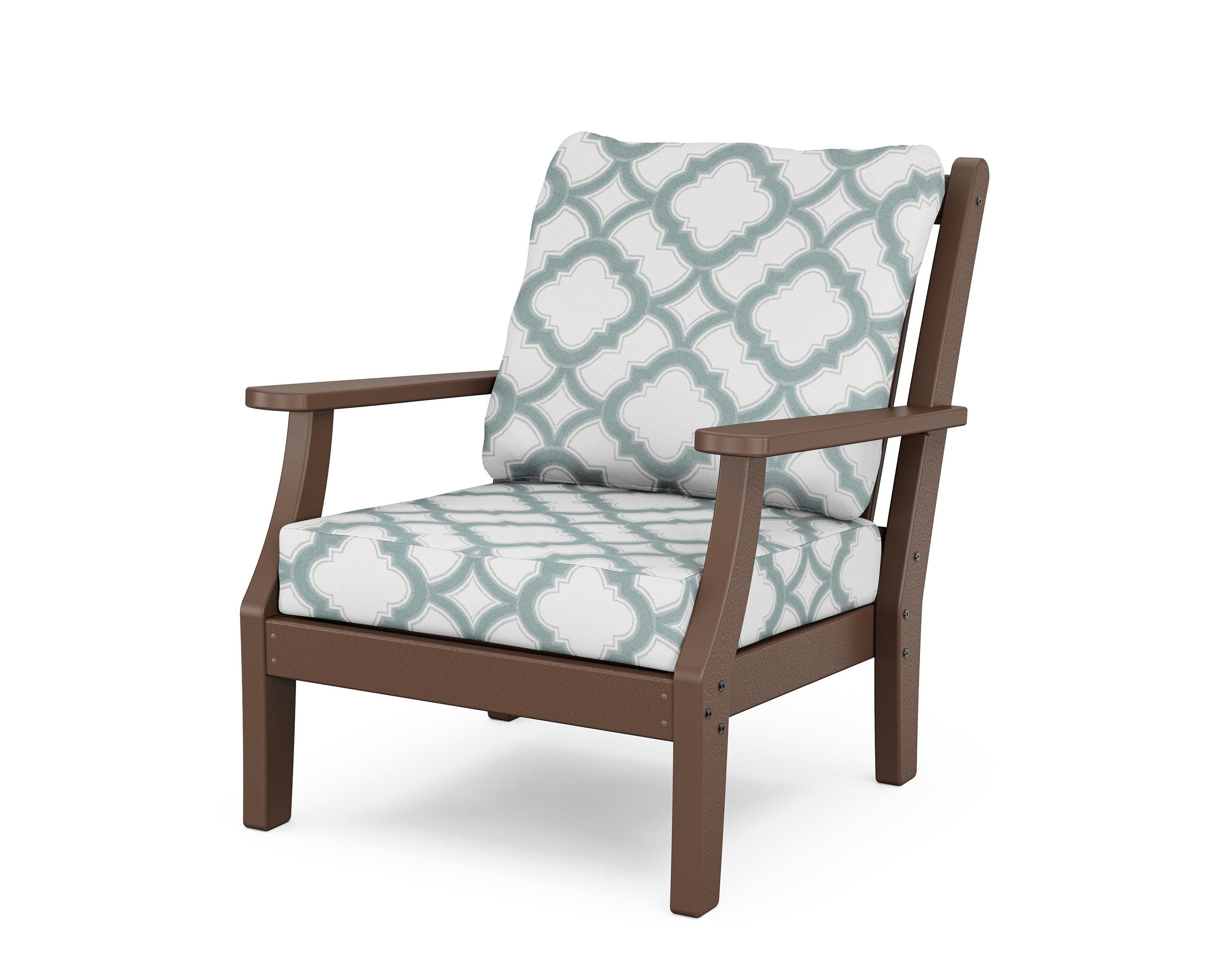 Country Living Wovendale Deep Seating Chair in Mahogany / Trellis Glacier Spa