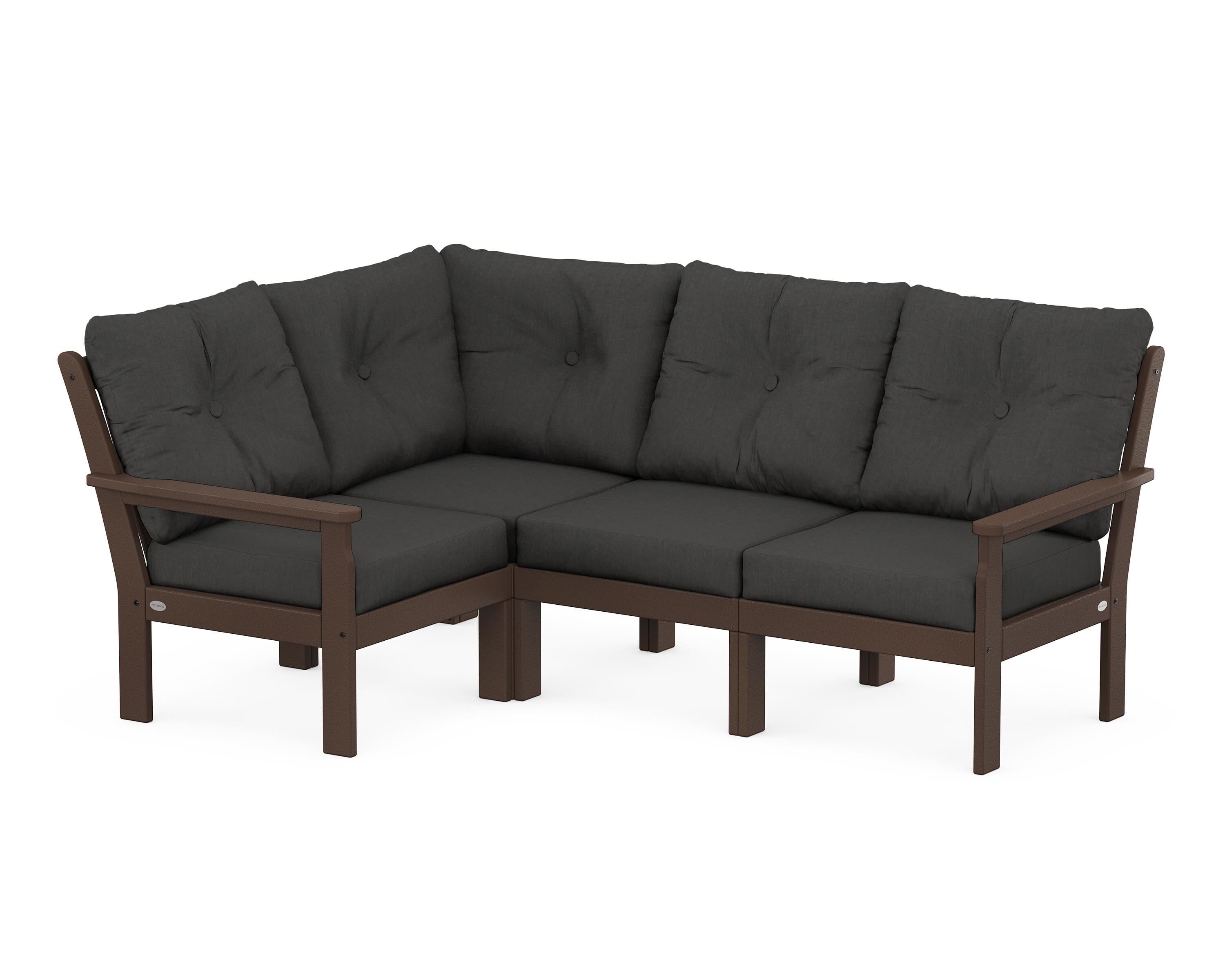 POLYWOOD® Vineyard 4-Piece Sectional in Mahogany / Spectrum Carbon