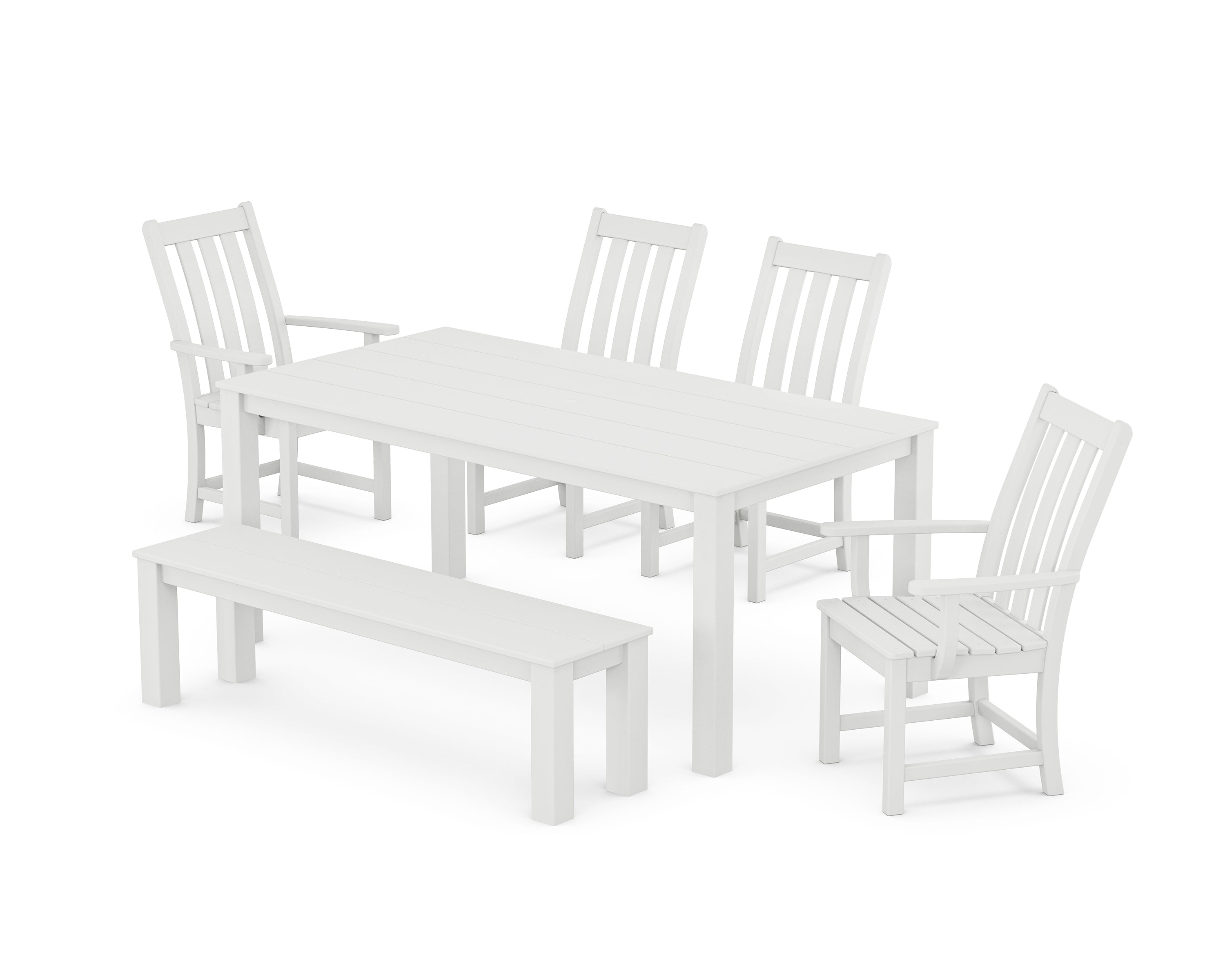 POLYWOOD® Vineyard 6-Piece Parsons Dining Set with Bench in White