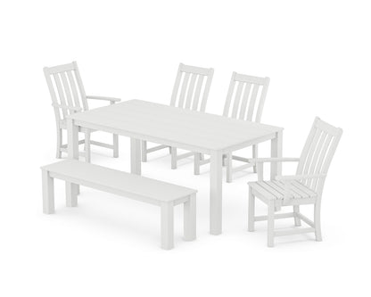 POLYWOOD® Vineyard 6-Piece Parsons Dining Set with Bench in White