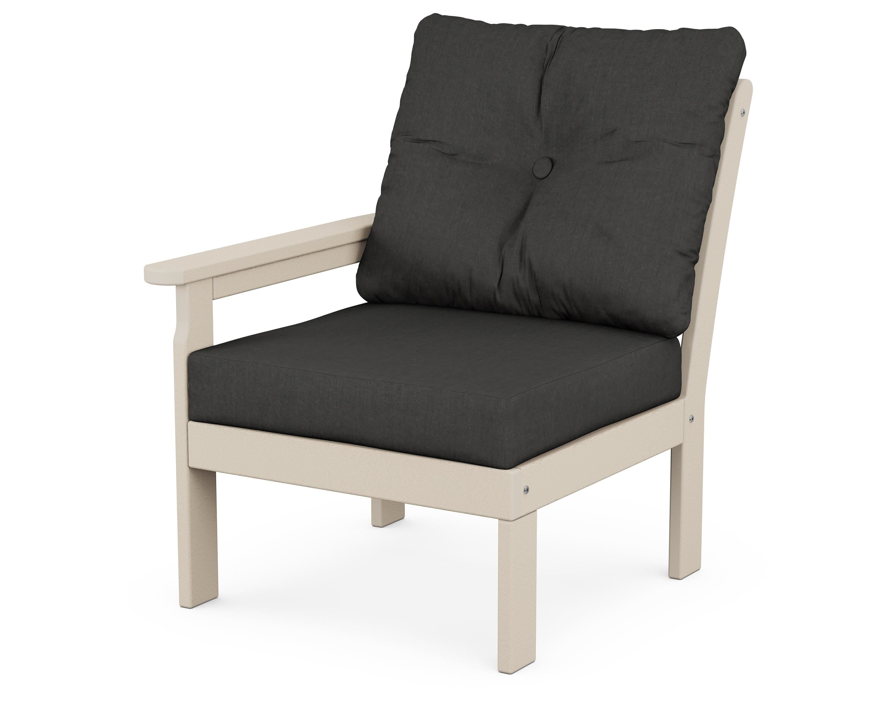 POLYWOOD® Vineyard Modular Left Arm Chair in Sand / Spectrum Carbon