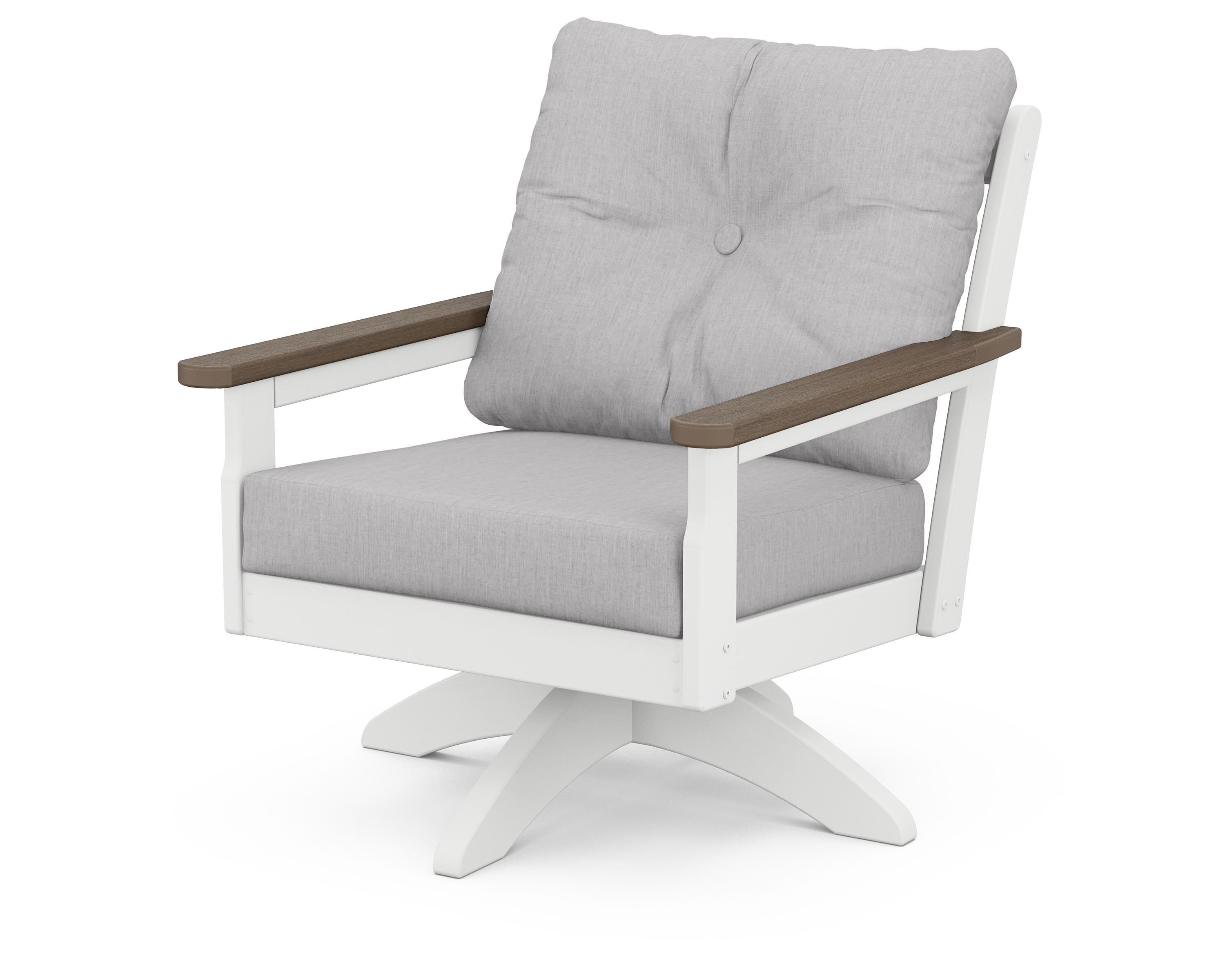 POLYWOOD® Vineyard Deep Seating Swivel Chair in White / Kona / Granite