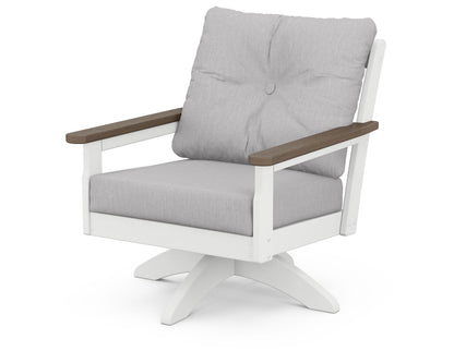 POLYWOOD® Vineyard Deep Seating Swivel Chair in White / Kona / Granite