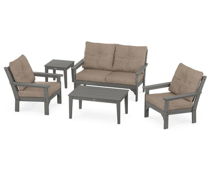 POLYWOOD® Vineyard 5-Piece Deep Seating Set in Slate Grey / Spiced Burlap