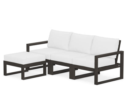 POLYWOOD® EDGE 4-Piece Modular Deep Seating Set with Ottoman in Vintage Coffee / Natural