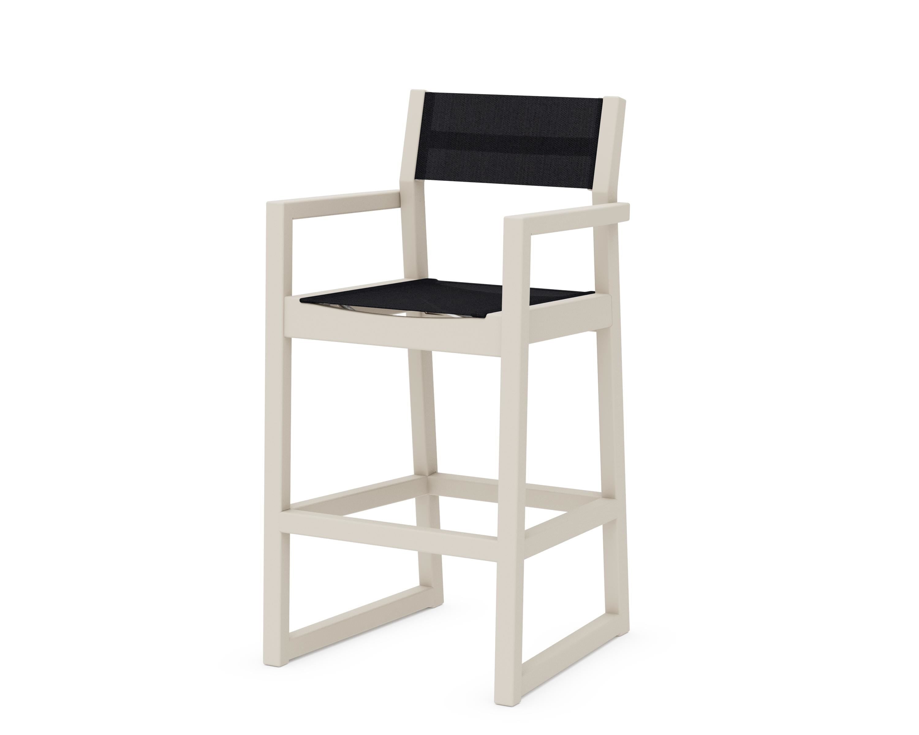 POLYWOOD® EDGE Sling Bar Arm Chair in Sand / Black Sling