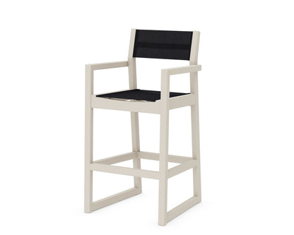 POLYWOOD® EDGE Sling Bar Arm Chair in Sand / Black Sling