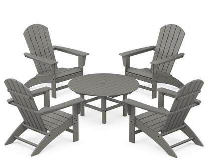 POLYWOOD® Nautical 5-Piece Adirondack Chair Conversation Set in Slate Grey