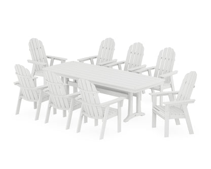 POLYWOOD® Vineyard Curveback Adirondack 9-Piece Dining Set with Trestle Legs in White