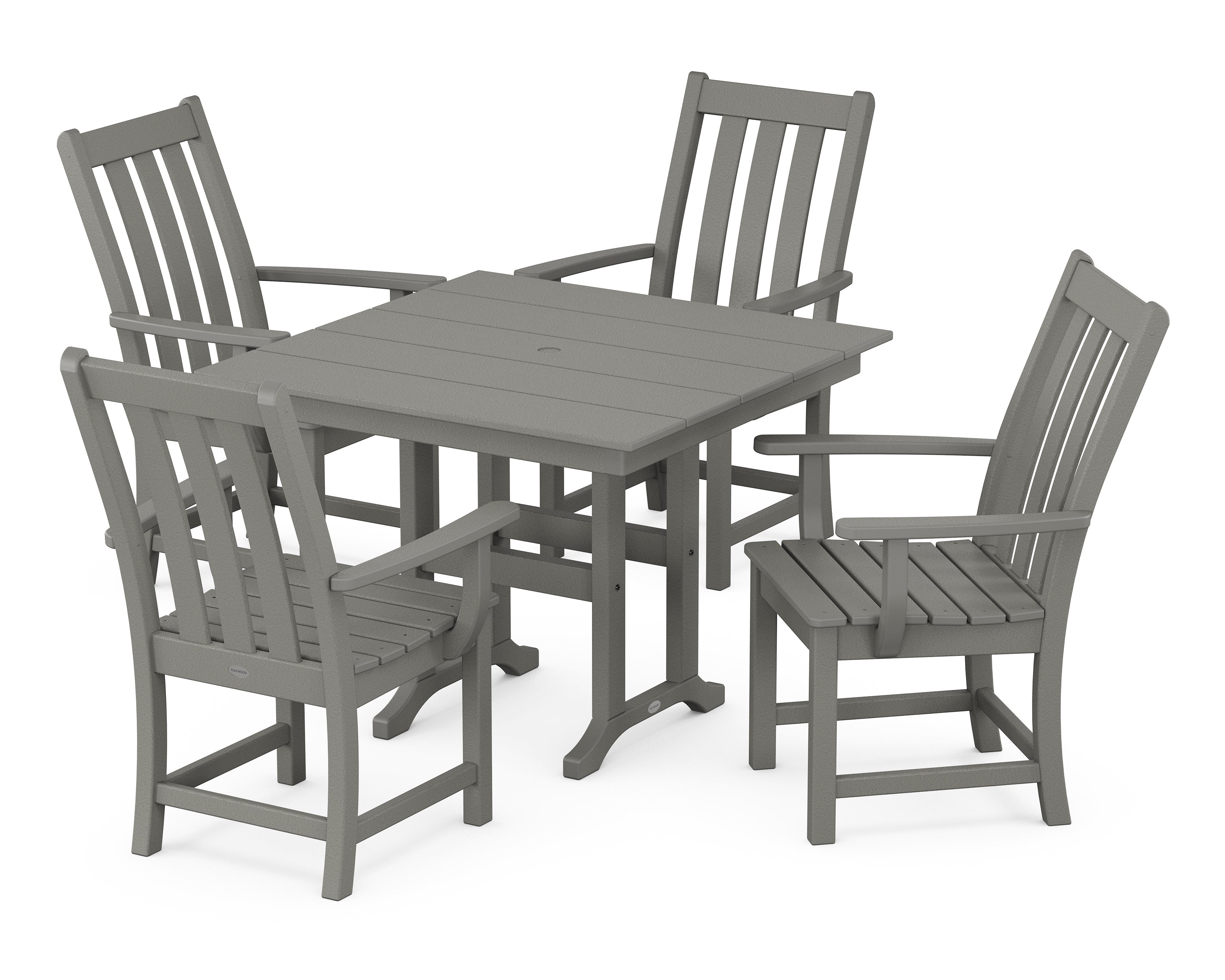 POLYWOOD® Vineyard 5-Piece Farmhouse Dining Set in Slate Grey