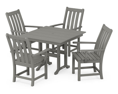 POLYWOOD® Vineyard 5-Piece Farmhouse Dining Set in Slate Grey
