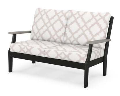 POLYWOOD® Braxton Deep Seating Loveseat in Black / Driftwood / Trellis Dune Burlap